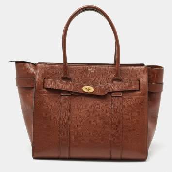Pre Owned Mulberry Brown Grained Leather Zipped Bayswater Tote