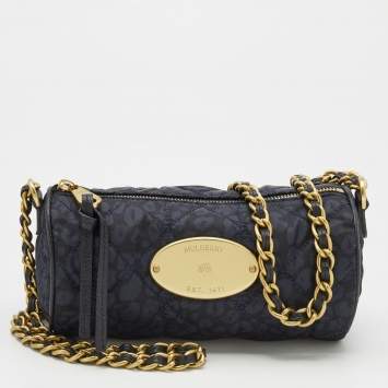 Pre Owned Mulberry Blue/Black Printed Nylon Crossbody Bag