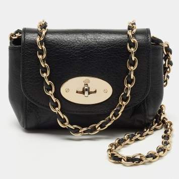 Pre Owned Mulberry Black Leather Mini Lily Chain Crossbody Bag