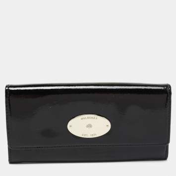 Pre Owned Mulberry Black Patent Leather Continental Wallet