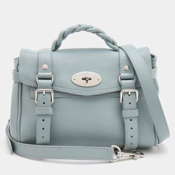 Pre Owned Mulberry Pastel Blue Leather Mini Alexa Top Handle Bag