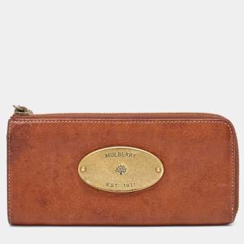 Pre Owned Mulberry Brown Leather Zip Continental Wallet