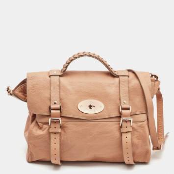 Pre Owned Mulberry Peach Leather Oversized Alexa Satchel