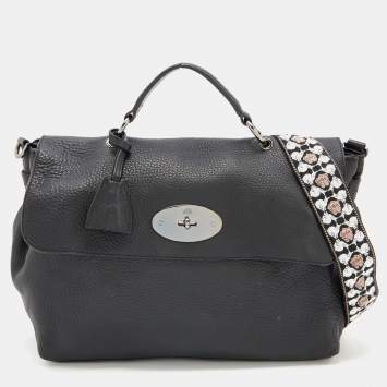 Pre Owned Mulberry Black Leather Flap Top Handle Bag