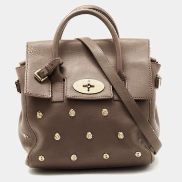 Pre Owned Mulberry Dark Beige Leather Mini Cara Delevingne Backpack