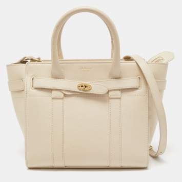 Pre Owned Mulberry Cream Leather Mini Bayswater Tote