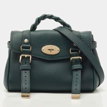 Pre Owned Mulberry Green Leather Mini Alexa Top Handle Bag