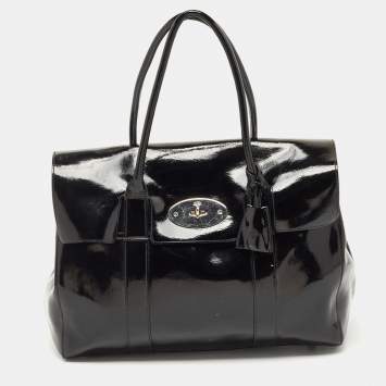 Pre Owned Mulberry Black Patent Leather Bayswater Satchel