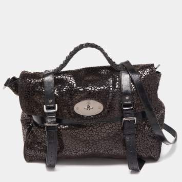 Pre Owned Mulberry Brown/Black Textured Suede and Leather Oversized Alexa Bag