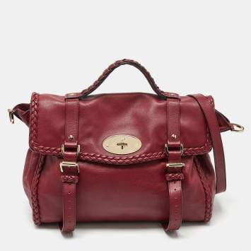 Pre Owned Mulberry Burgundy Leather Oversized Alexa Top Handle Bag