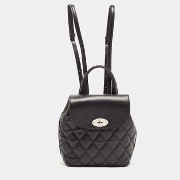 Pre Owned Mulberry Black Quilted Leather Mini Bayswater Backpack