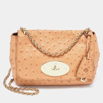 Pre Owned Mulberry Brown Ostrich Lily Shoulder Bag