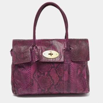 Pre Owned Mulberry Purple Python Bayswater Satchel