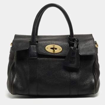 Pre Owned Mulberry Black Grain Leather Small Bayswater Satchel