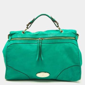 Pre Owned Mulberry Green Leather Taylor Top Handle Bag