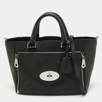 Pre Owned Mulberry Black Leather Small Willow Tote