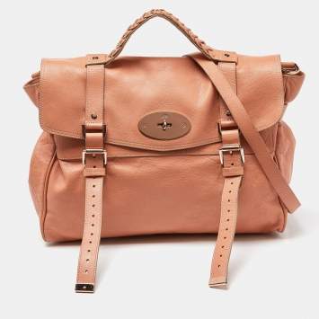 Pre Owned Mulberry Peach Leather Oversized Alexa Satchel