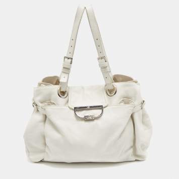 Pre Owned Mulberry Off White Leather Jenah Tote