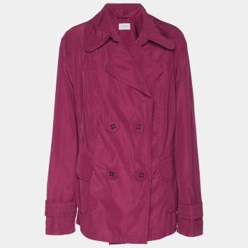 Pre Owned MYBC Pink Nylon Double Breasted Belted Blazer XL