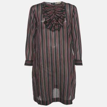 Pre Owned N°21 Striped Cotton Ruffled Alma Dress M