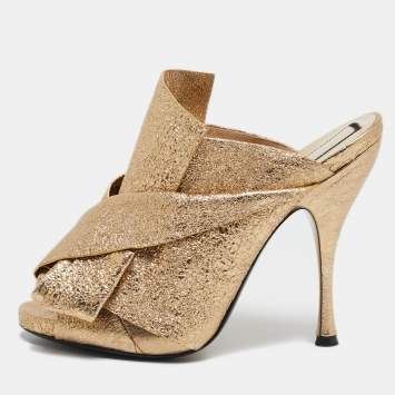 Nº21 Gold Leather Raso Knot Mules Size 40
