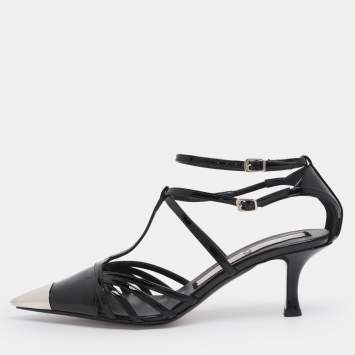 Pre Owned Nº21 Black Patent Leather Ankle Strap Pumps Size 37.5