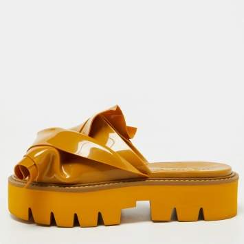 Pre Owned N21 x Kartell Mustard Knotted Jelly Platform Slides Size 38
