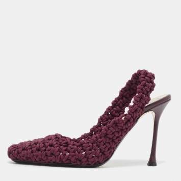 Pre Owned Nº21 Burgundy Crochet Slingback Pumps Size 40