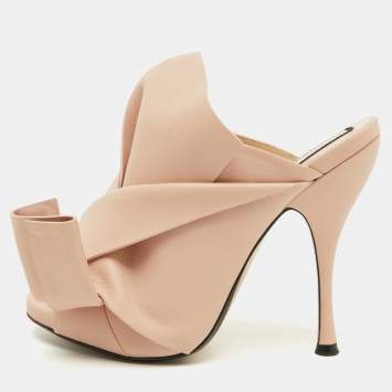 Pre Owned Nº21 Beige Leather Raso Knot Mules Size 39
