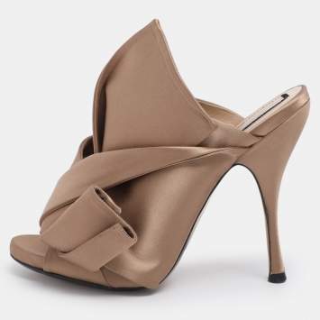 N°21 Metallic Beige Satin Ronny Mules Size 40