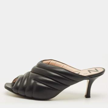 Pre Owned N21 Size 41 Black Quilted Leather Mules