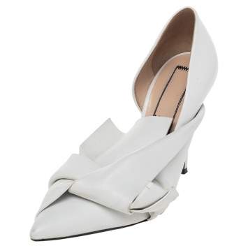 Pre Owned N21 White Leather Knot Pumps Size 35