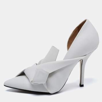 Pre Owned N°21 White Leather Tundra Knotted Pointed-Toe D'orsay Pumps Size 36