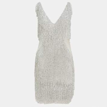 Pre Owned Naeem Khan Gatsby Tassel Embellished Short Dress M