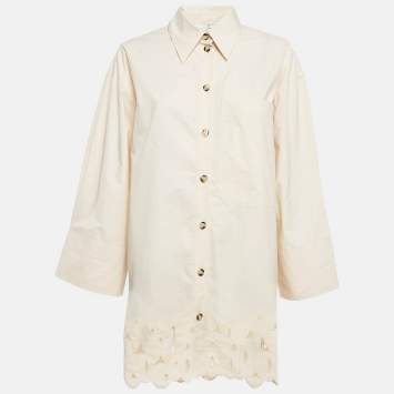 Pre Owned Nanushka Cream Embroidered Heavy Poplin Sabia Mini Shirt Dress S