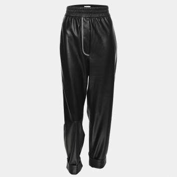 Pre Owned Nanushka Black Faux Leather Drawstring Harem Pant M