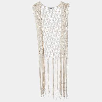 Pre Owned Nanushka Beige Macrame Cover Up Jacket S
