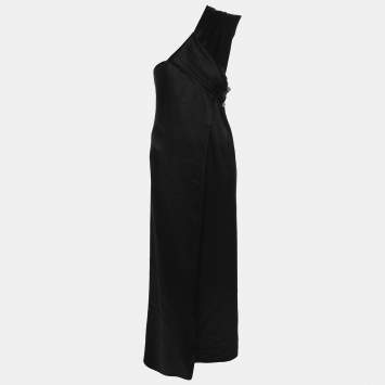 Nanushka Black Satin Twisted Neck Dress S