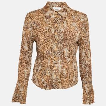 Nanushka Beige Snakeskin Print Crepe Alena Top S