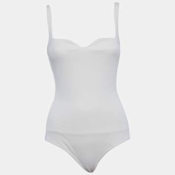 مملوكة مسبقًا Nanushka Cream Jersey Sleeveless Lilou Bodysuit XS  