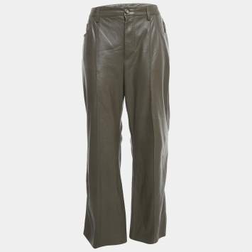 مملوكة مسبقًا بنطلون نانوشكا جلد صناعي بطيات واسع الساق بلون أسود مقاس كبير