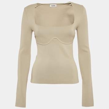 مملوكة مسبقًا Nanushka Grey Stretch Knit Mio Top S