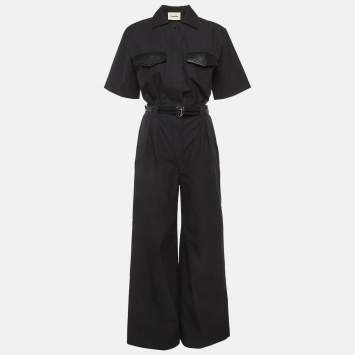 Pre Owned Nanushka Fabienne Black Cotton Wide Leg Jumpsuit S
