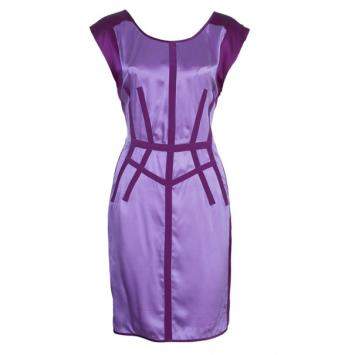 Pre Owned Narciso Rodriguez Purple Satin Panel Shift Dress M