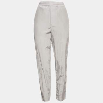Neil Barrett Silver Reflective Synthetic Slim Fit Low Rise Trousers L