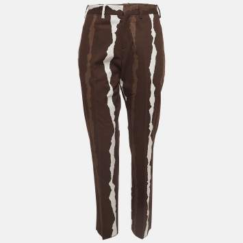 Pre Owned Neil Barrett Brown Abstract Print Cotton Pants S