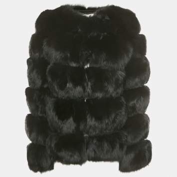 Pre Owned Nellie Studio Black Fox Fur Jacket M