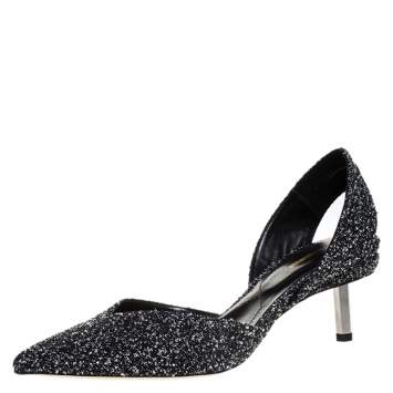 مملوكة مسبقًا Nicholas Kirkwood Black/White Tweed Fabric Polly Bouclé Slingback Pointed Toe Sandals Size 41