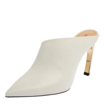 Pre Owned Nicholas Kirkwood White Leather Mira Pointed Toe Mules Size 38