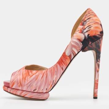 Pre Owned Nicholas Kirkwood Multicolor Satin Peep Toe D'orsay Platform Pumps Size 39